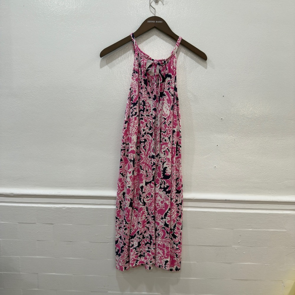Cynthia Rowley Halter Dress Women M Pink Navy Paisley Excellent Sleeveless Mini